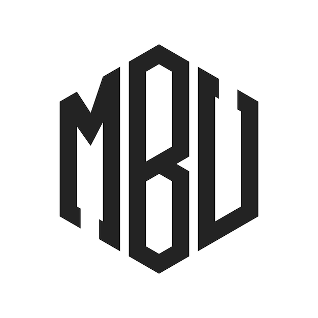 Diseño del logotipo de MBU Letra inicial Monograma de MBU Logotipo con forma de hexágono