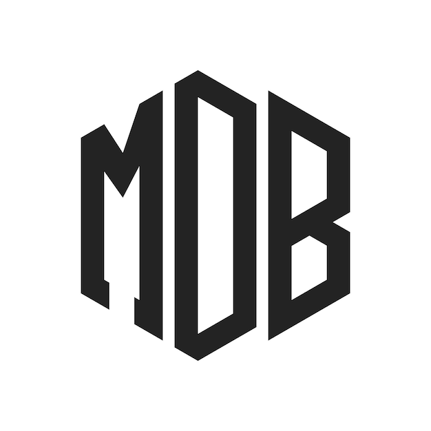 Diseño del logotipo de MDB Letra inicial Logotipo del monograma de MDB con forma de hexágono