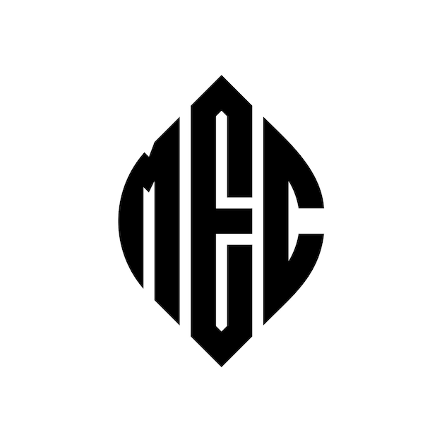 El diseño del logotipo de MEC con letras en círculo con forma de círculo y elipse MEC letras en elipse con estilo tipográfico Las tres iniciales forman un logotipo de círculo MEC Emblema de círculo Abstracto Monograma Carta Marca Vector