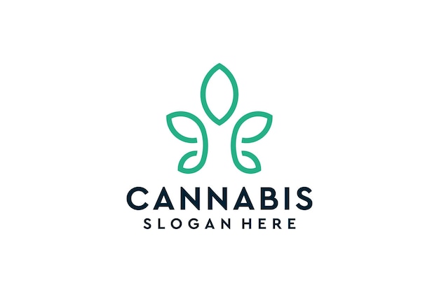 Diseño de logotipo médico de bienestar de cáñamo de naturaleza de cannabis