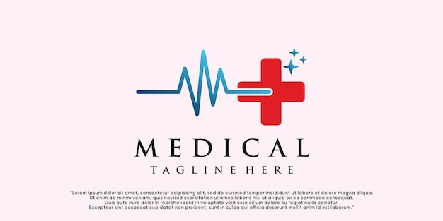 Diseño de logotipo médico con concepto de logotipo simple vector premium