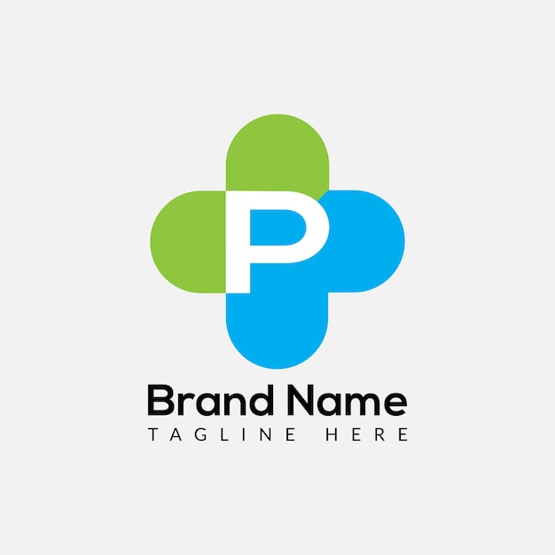 Diseño de logotipo médico inicial moderno de letra P abstracta