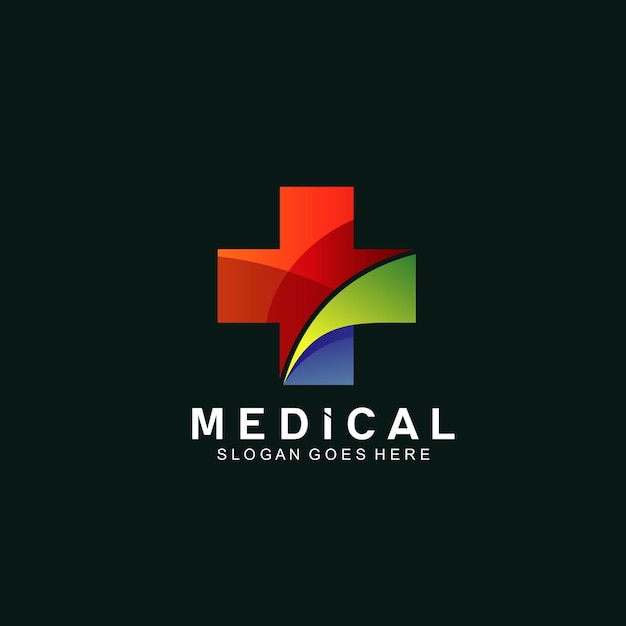 Diseño de logotipo médico plus aislado en negro