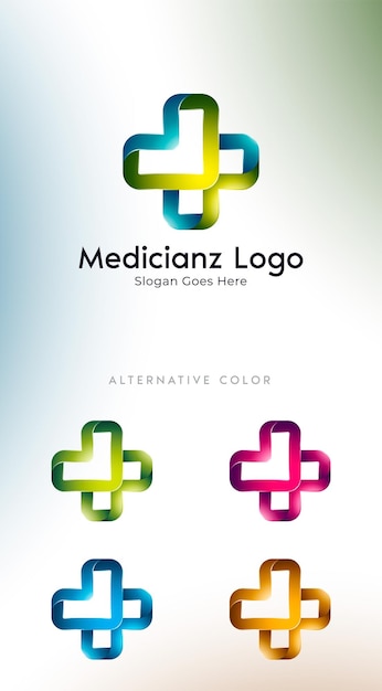 Diseño de logotipo médico saludable con estilo moderno degradado 3d para clínica y hospital