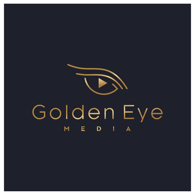 DISEÑO DE LOGOTIPO DE MEDIOS DE OJO DORADO LOGOTIPO PREMIUM DE VECTOR DE OJO DORADO