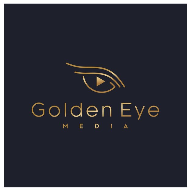 Vector diseño de logotipo de medios de ojo dorado logotipo premium de vector de ojo dorado