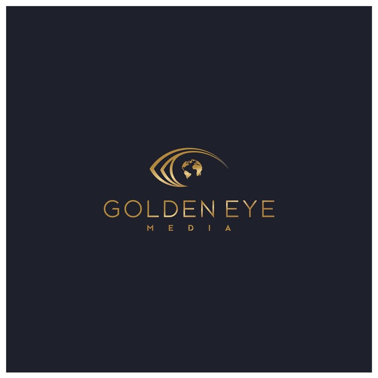 DISEÑO DE LOGOTIPO DE MEDIOS DE OJO DORADO LOGOTIPO PREMIUM DE VECTOR DE OJO DORADO