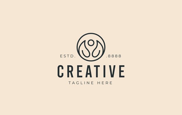 Diseño de logotipo de meditación de hoja minimalista Hoja de naturaleza vectorial que se asemeja a una persona de meditación