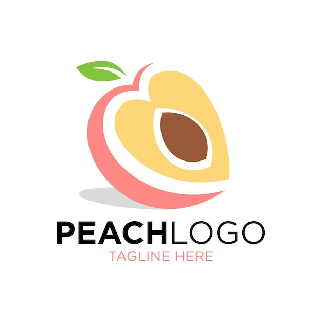 Diseño del logotipo del melocotón Ilustración vectorial simple y moderna