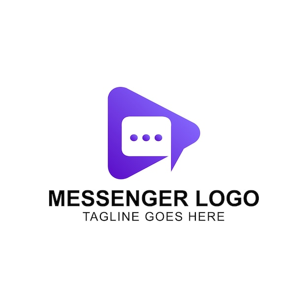 Diseño del logotipo de Messenger ilustración vectorial del logotipo de color degradado minimalista y púrpura moderno