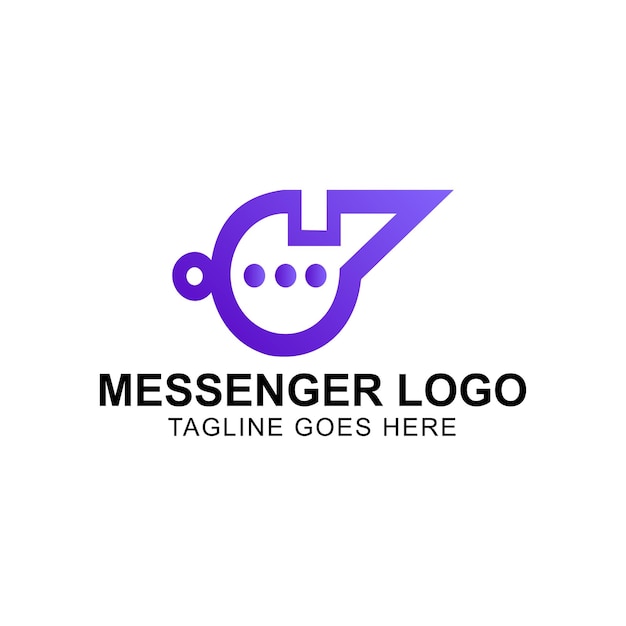 Diseño del logotipo de Messenger ilustración vectorial del logotipo de color degradado minimalista y púrpura moderno