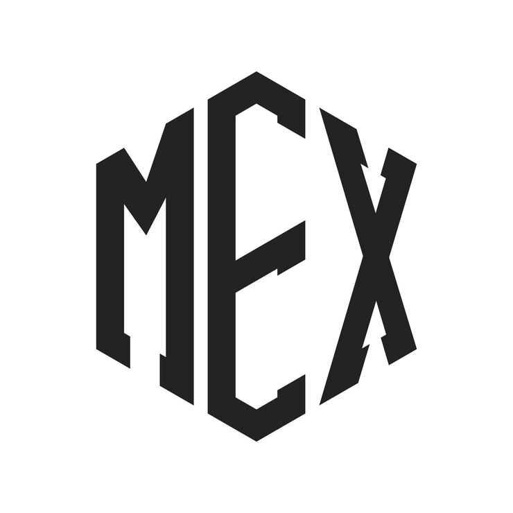 Vector diseño del logotipo de mex letra inicial mex monograma logotipo con forma de hexágono