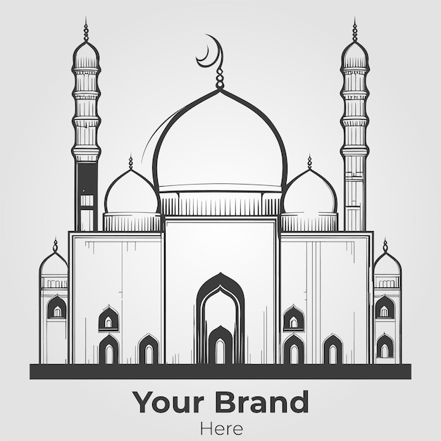 Diseño de logotipo de la mezquita islámica Marca profesional