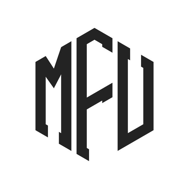 Diseño del logotipo de MFU Letra inicial MFU Monograma Logotipo con forma de hexágono