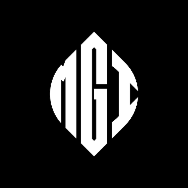 El diseño del logotipo de MGI con letras en círculo con forma de círculo y elipse MGI letras en elipse con estilo tipográfico Las tres iniciales forman un logotipo de círculo MGI emblema de círculo Monograma abstracto letra marca vector