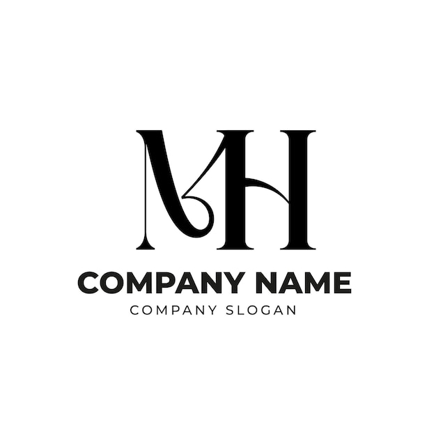 El diseño del logotipo de MH Letter Monogram es elegante y minimalista