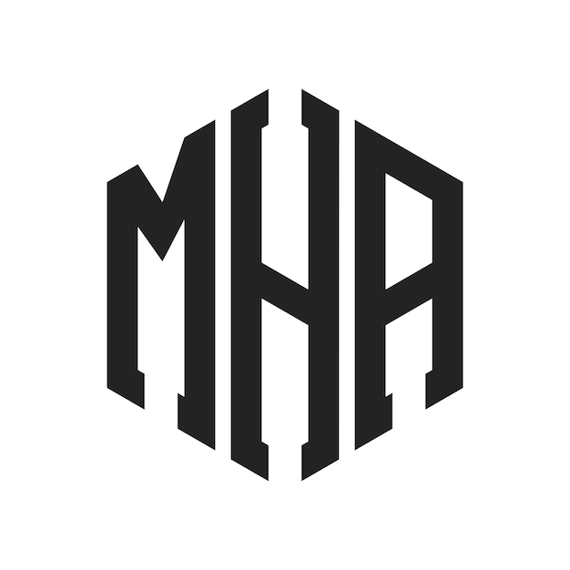 Diseño del logotipo de MHA Letra inicial MHA Monograma Logotipo con forma de hexágono