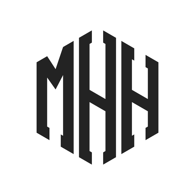 Diseño del logotipo MHH Letra inicial MHH Monograma Logotipo con forma de hexágono