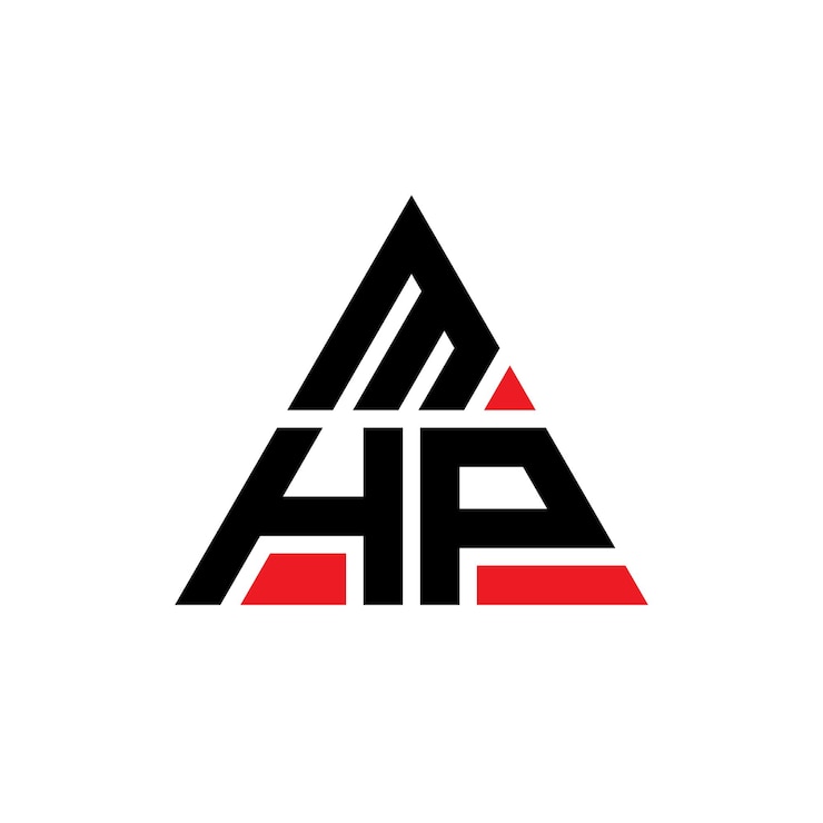 Vector diseño de logotipo de mhp triángulo con forma de triángulo diseño de logótipo de m hp triángulo monograma plantilla de logotipo vectorial de m hp triángulo con color rojo logotipo triangular mhp simple elegante y lujoso