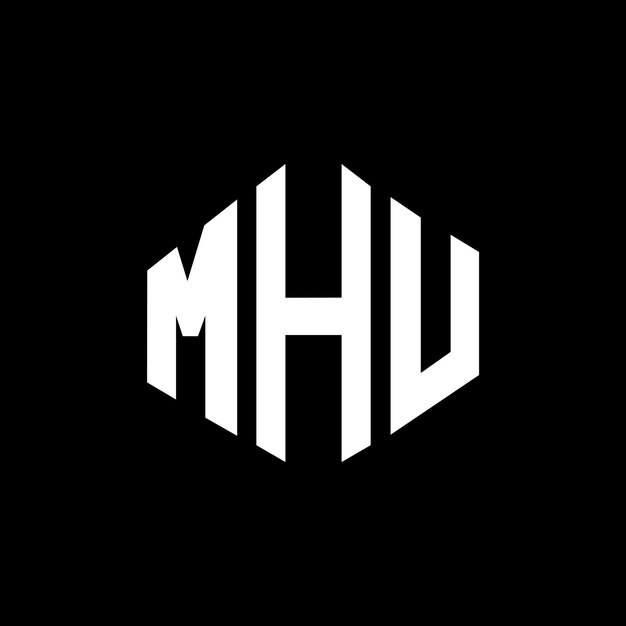Diseño del logotipo de la MHU con letras en forma de polígono MHU diseño del logotipo en forma de póligono y cubo MHU hexágono modelo de logotipo vectorial colores blanco y negro MHU monograma de negocios y logotipo inmobiliario