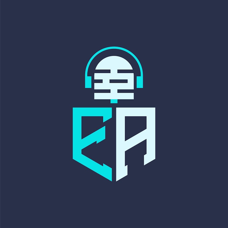 Vector diseño del logotipo del micrófono de ea para música de audio y carta de marca de podcast ilustración vectorial profesional del logotipo de ea para industrias creativas