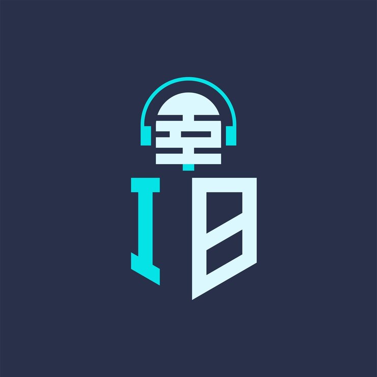 Vector diseño de logotipo de micrófono ib para música de audio y carta de marca de podcast ilustración vectorial profesional de logotipo ib para industrias creativas