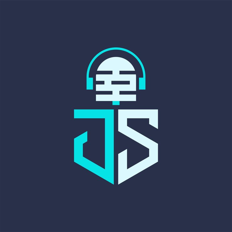 Vector diseño de logotipo de micrófono js para música de audio y marca de podcast carta ilustración vectorial profesional de logotipo js para industrias creativas