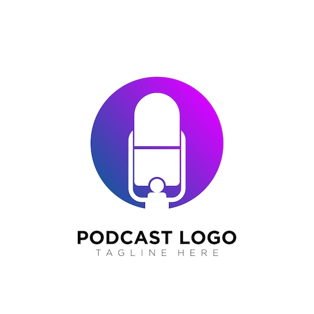 Diseño de logotipo de micrófono moderno para el símbolo de la empresa comercial de podcast