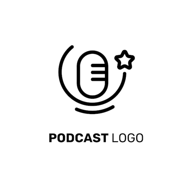 Diseño de logotipo de micrófono de podcast