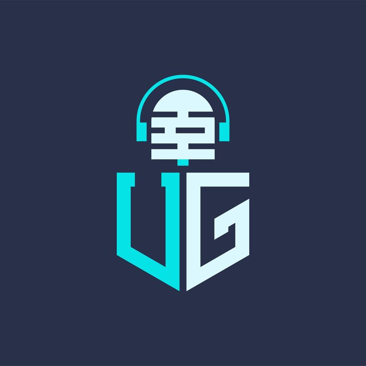 Vector diseño de logotipo de micrófono ug para música de audio y podcast branding letter logotipo ug ilustración vectorial profesional para industrias creativas