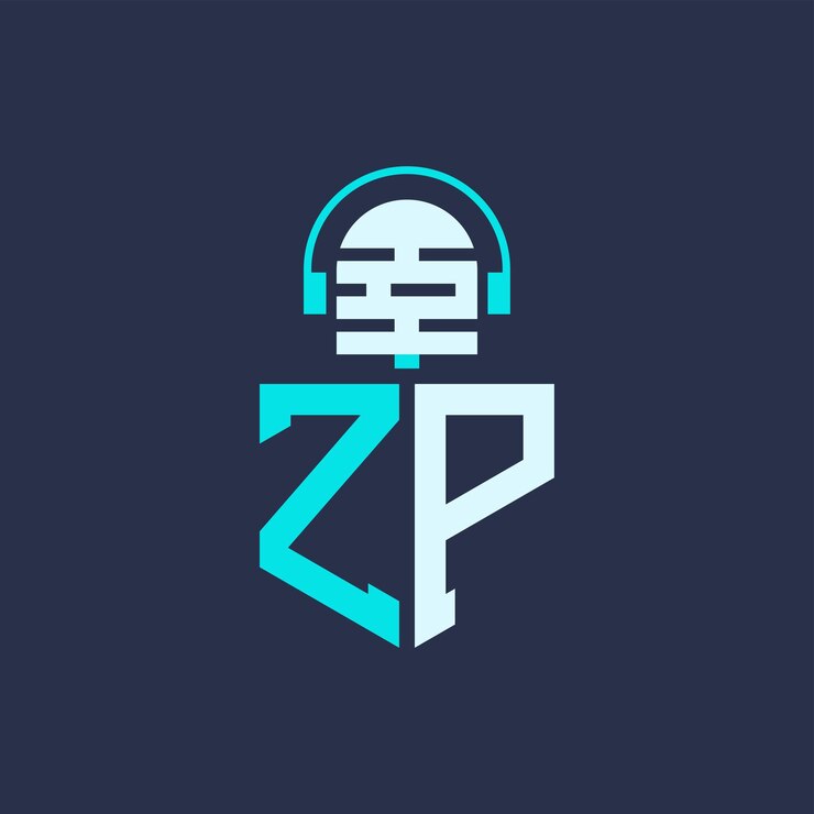 Vector diseño del logotipo del micrófono zp para la música de audio y la carta de marca de podcast ilustración vectorial profesional del logotipo zp para las industrias creativas