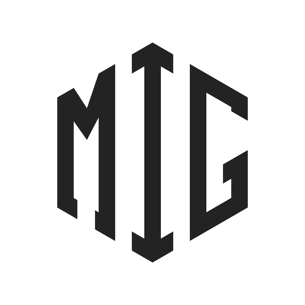 Diseño del logotipo MIG Letra inicial MIG Monograma Logotipo con forma de hexágono