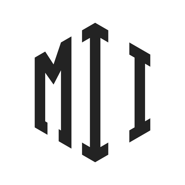 Diseño del logotipo del MII Letra inicial Logotipo del monograma del MII con forma de hexágono