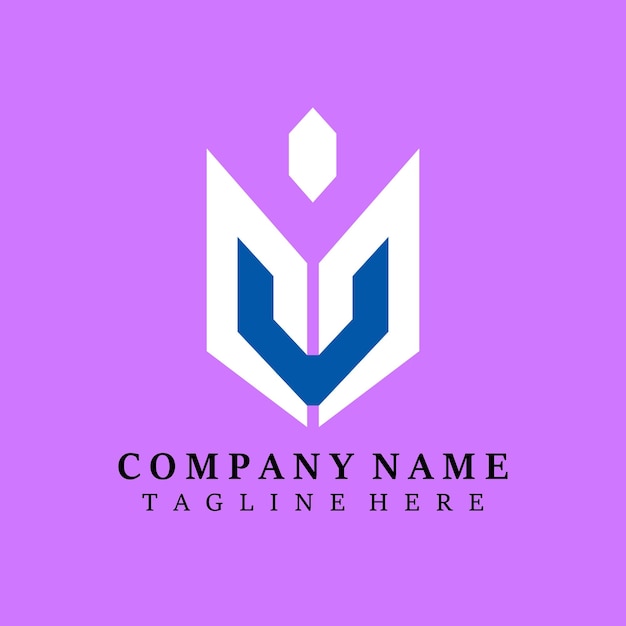 Diseño de logotipo minimalista abstracto en azul y blanco