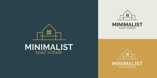 Diseño de logotipo minimalista de bienes raíces con estilo lineal