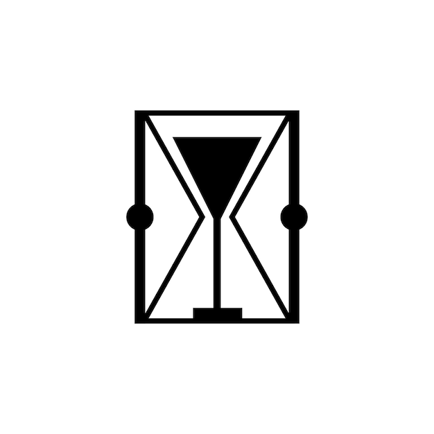 Diseño de logotipo minimalista en blanco y negro con un vaso de cóctel geométrico