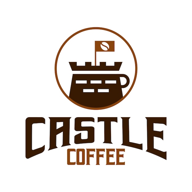 diseño de logotipo minimalista de café plano del castillo