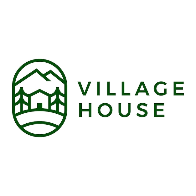 diseño de logotipo minimalista de la casa de la aldea
