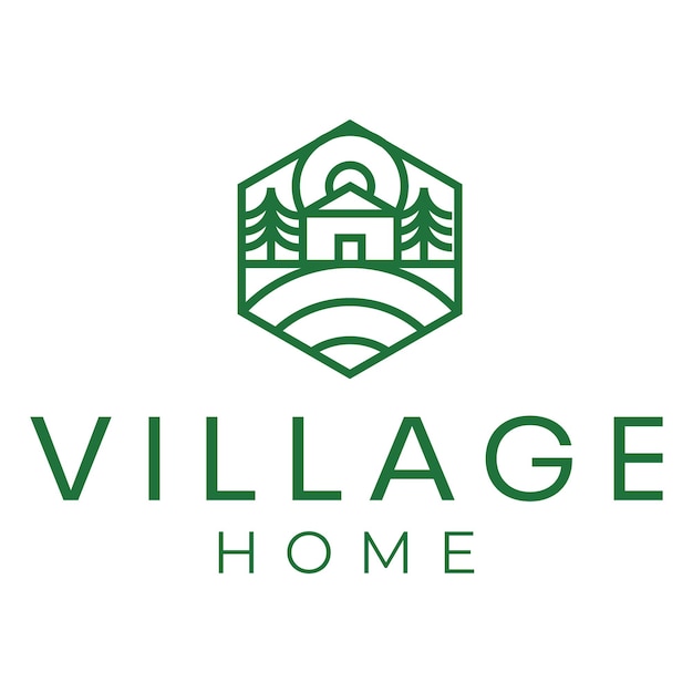 diseño de logotipo minimalista de la casa de la aldea