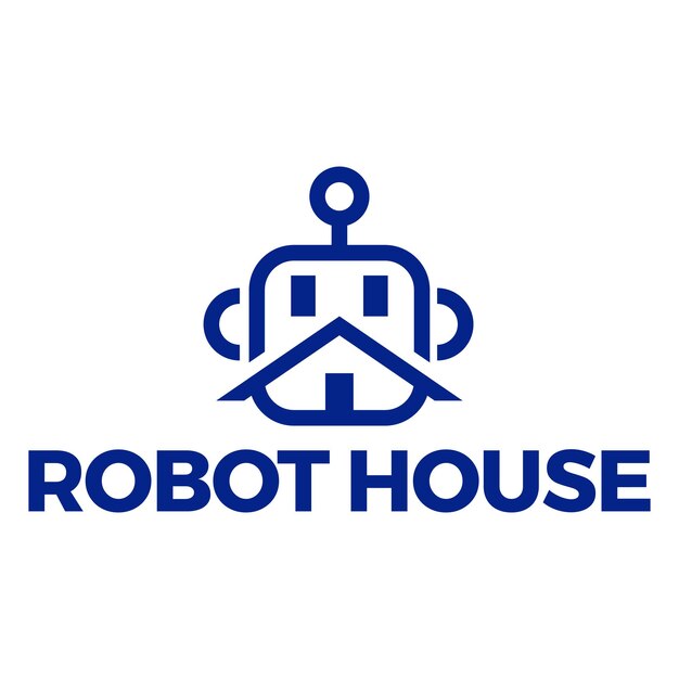 diseño de logotipo minimalista de la casa robot plana