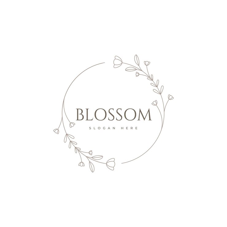 Vector diseño de logotipo minimalista decorativo de flores en círculo vector gráfico