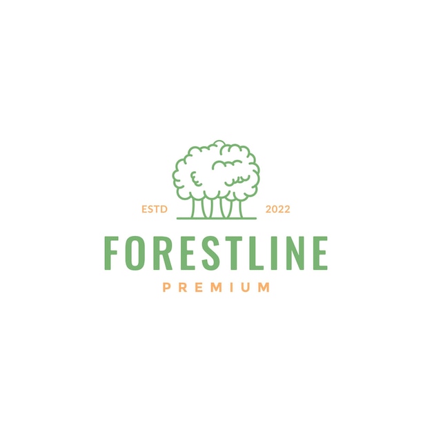 Diseño de logotipo minimalista de frondosos árboles forestales