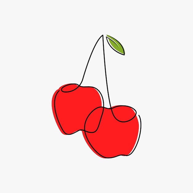 Diseño de logotipo minimalista Fruit Cherry con estilo de arte lineal