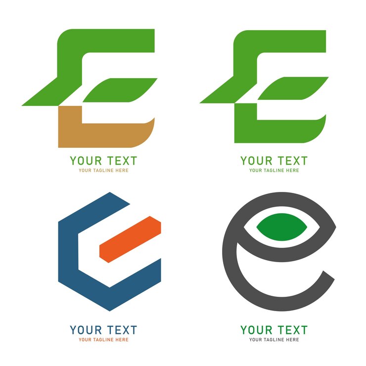 Diseño de logotipo minimalista de la letra E, conjunto de ilustraciones de arte vectorial
