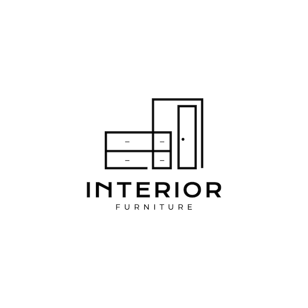 Vector diseño de logotipo minimalista de línea continua de armario de muebles interiores