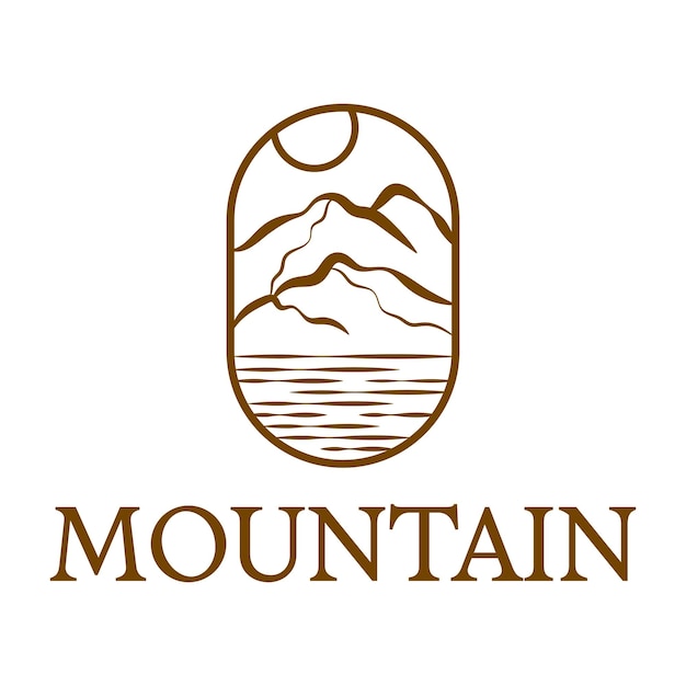 diseño de logotipo minimalista de la llanura del río de montaña