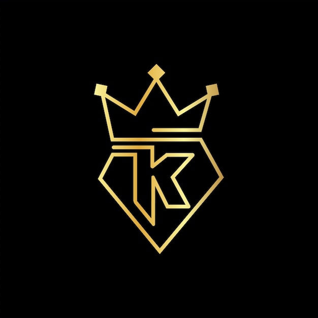 Diseño de logotipo minimalista moderno de lujo de corona K