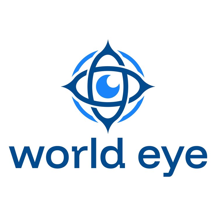 Vector diseño de logotipo minimalista de ojo plano del mundo