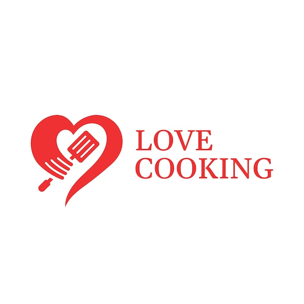 diseño de logotipo minimalista plano de cocina de cocina de amor