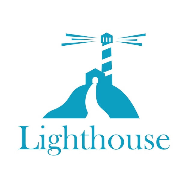 diseño de logotipo minimalista plano del faro